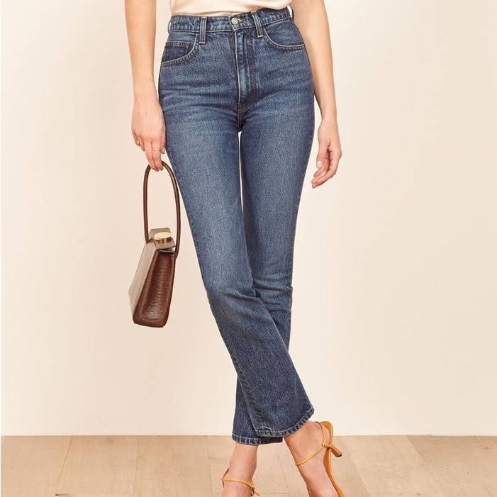 Reformation High-Rise Straight Leg Jeans In Medium Blue